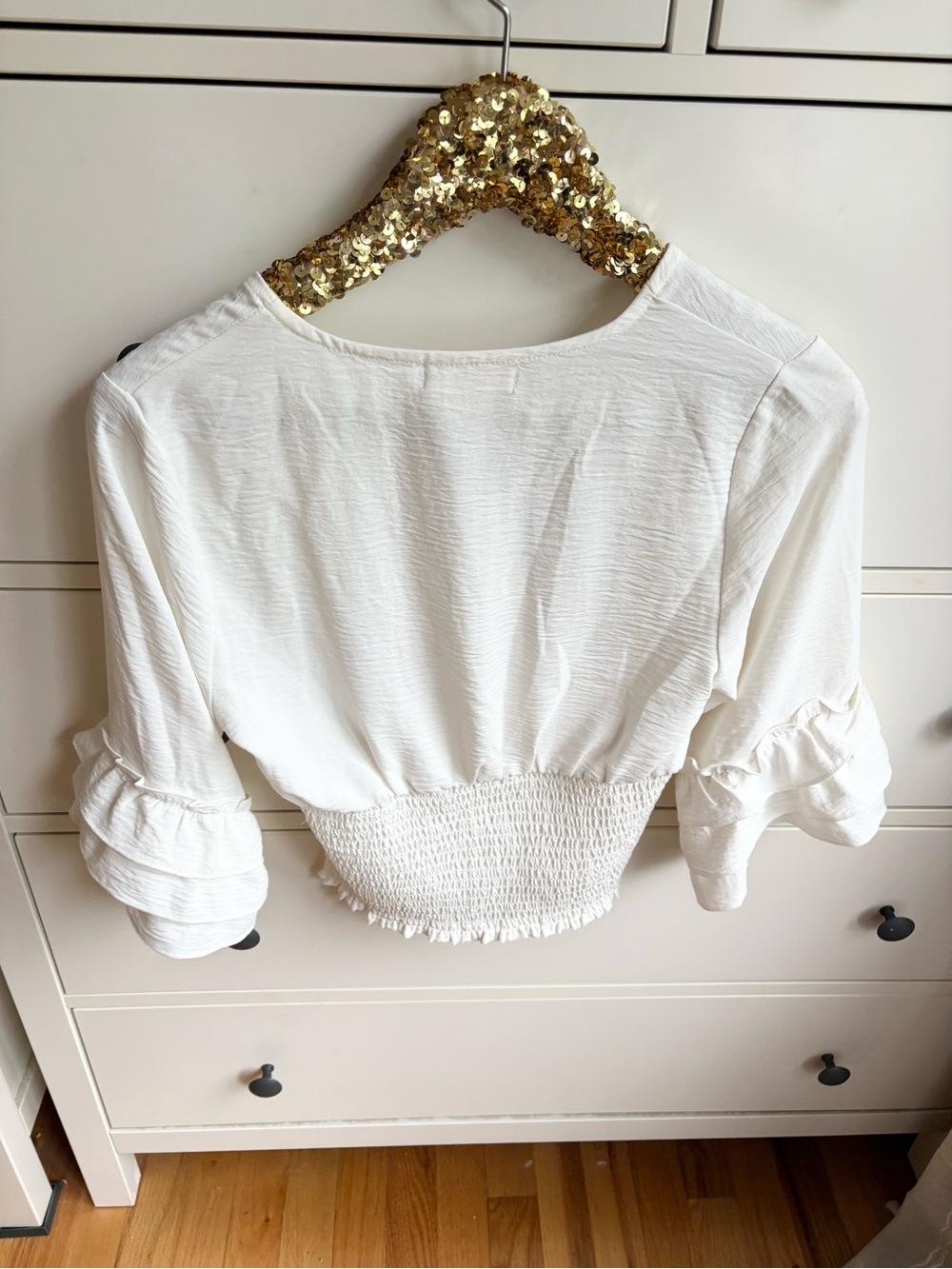 NWT Altar'd State Women's White Smocked Waist Blouse - Picture 2 of 8